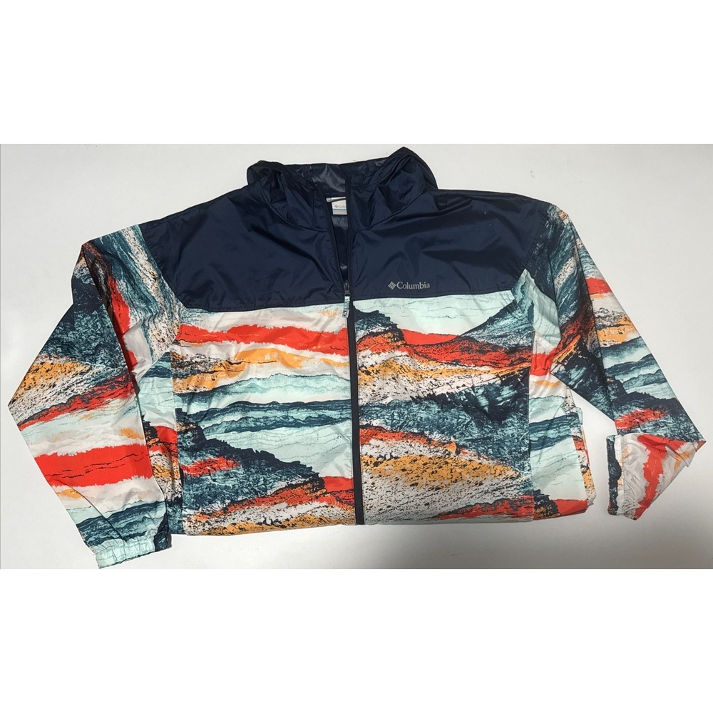 Columbia Men's Sz 2XL Flash Challenger Novelty Hooded Windbreaker Jacket - XXL